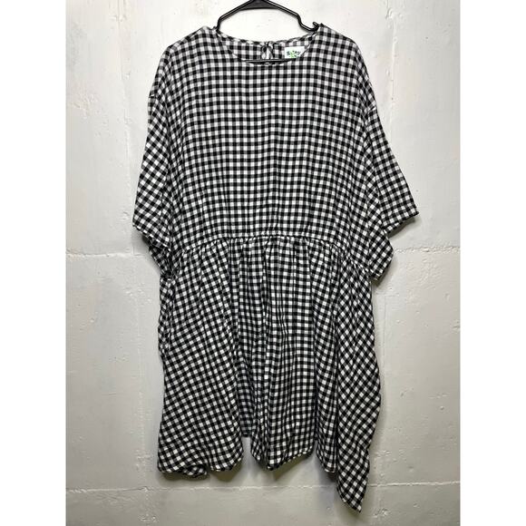 Shiny by Nature 5XL Black White Gingham Print Tunic Dress - Picture 1 of 7